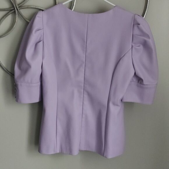 Bloomingdale's Aqua brand puff sleeve faux leather top - Picture 6 of 8